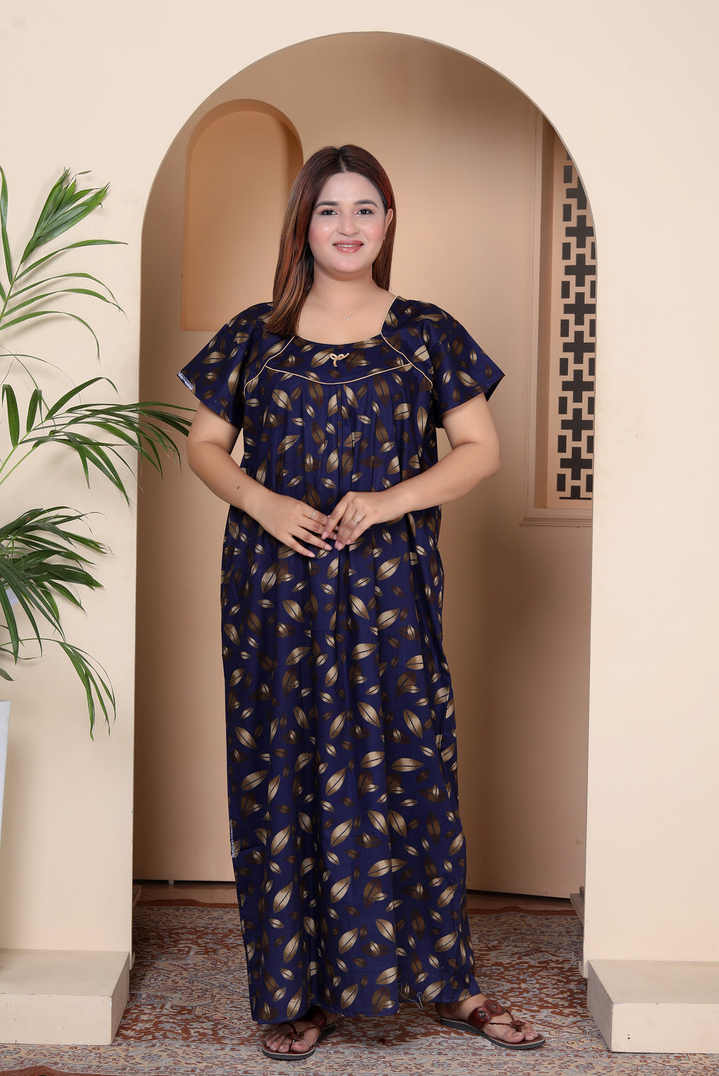 Navy blue cotton nighty